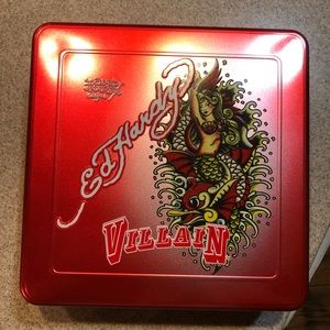 Ed Hardy Villain Tin Box - Size 10.5x10.5x4